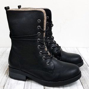 New Black Foldable Lace Up Combat Military Boots